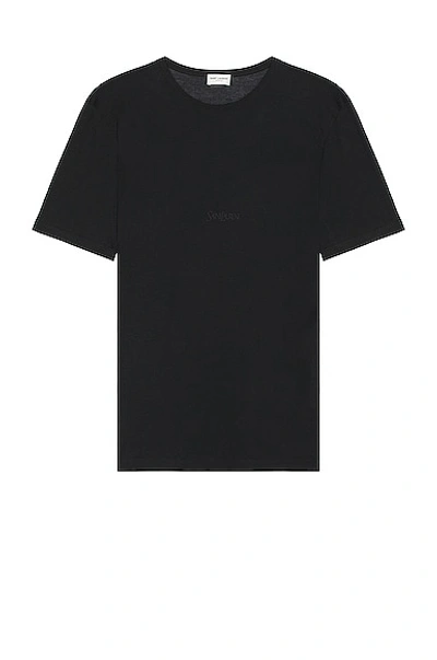 Saint Laurent Logo-embroidered Jersey T-shirt In Black