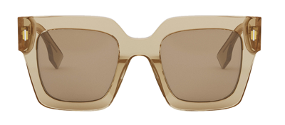 Shop Fendi Roma Fe 40101i 57e Blue Square Sunglasses In Grey