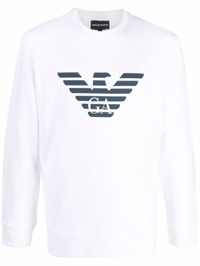 Shop Emporio Armani Ea7  Logo Cotton Blend Sweatshirt In White