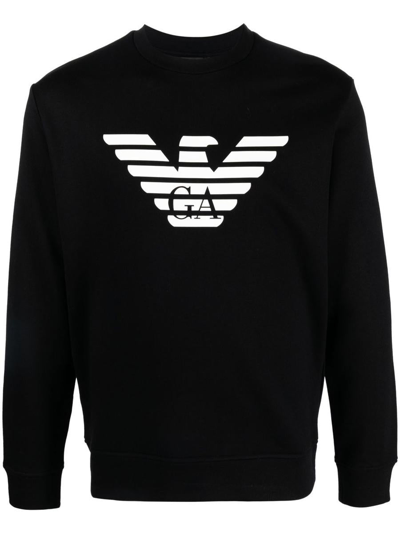 Shop Emporio Armani Ea7  Logo Cotton Blend Sweatshirt In Black