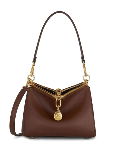 Shop Etro Vela Mini Leaher Shoulder Bag In Brown