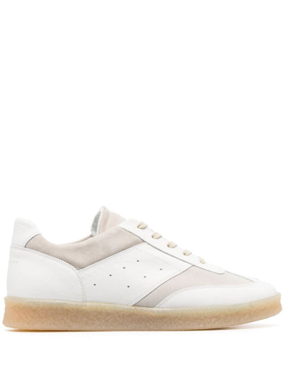 Shop Mm6 Maison Margiela Leather Sneakers In White