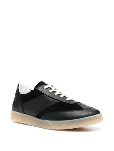Shop Mm6 Maison Margiela Leather Sneakers In Black