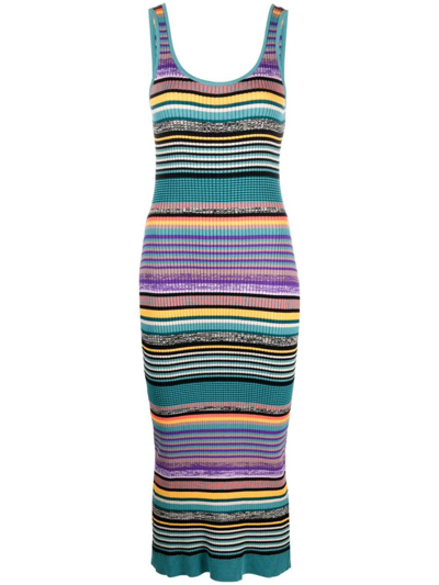 Shop Ps By Paul Smith Ps Paul Smith Striped Midi Dress In Multicolour