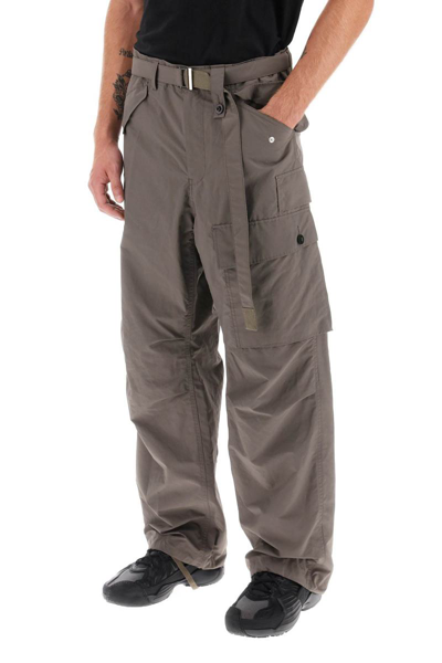 Shop Sacai Cargo Pants In Taffeta In Brown