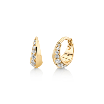 Shop Lizzie Mandler Pavé Mini Crescent Hoops Earring In 18k Gold,white Diamonds