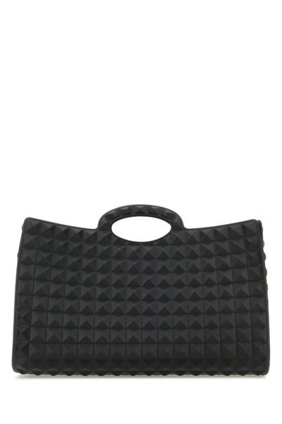 Valentino Black Rubber Le Troisiã¨me Shopping Bag In Black