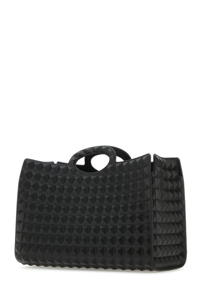 Valentino Black Rubber Le Troisiã¨me Shopping Bag In Black