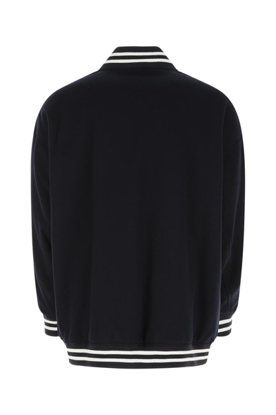 Valentino Garavani Men Navy Blue Wool Oversize Padded Jacket In Black