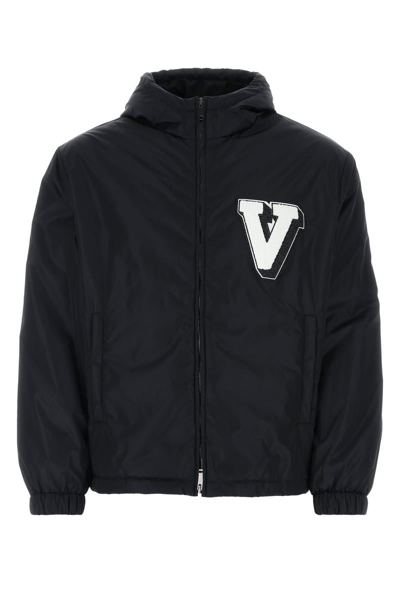 Valentino Navy Blue Nylon Jacket In 598