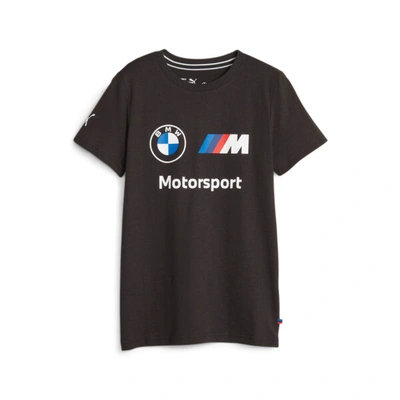 Shop Puma Bmw M Motorsport Essentials Kids' Logo T-shirt In Black