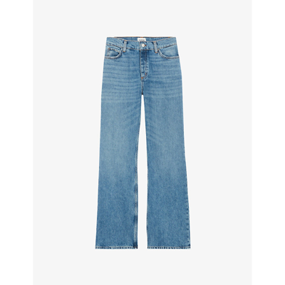 Shop Claudie Pierlot Women's Bleus Planete Straight-leg Mid-rise Jeans