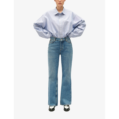 Shop Claudie Pierlot Women's Bleus Planete Straight-leg Mid-rise Jeans
