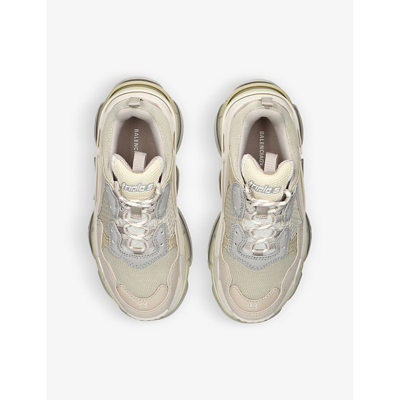 Shop Balenciaga Triple S Mesh Trainers 2-8 Years In Cream