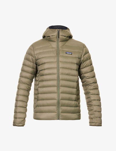 Patagonia Mens Basin Green Padded Brand-patch Recycled-nylon Down Jacket In Green