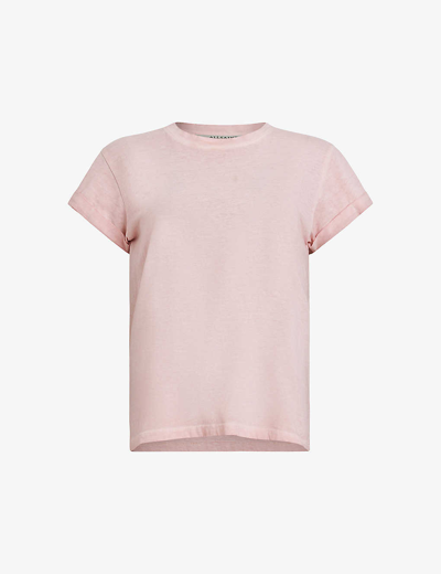 Shop Allsaints Anna Logo-print Organic-cotton T-shirt In Pashmina Pink