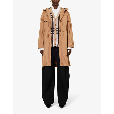 Shop Burberry Charminster Funnel-neck Shell Coat In Camel