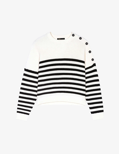 Shop Maje Womens Ecru Marino Stripe-print Long-sleeve Knitted Jumper In Cream