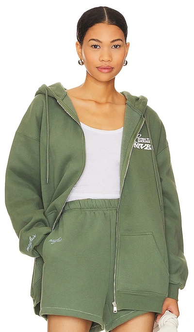 The Mayfair Group Angel Number Zip Up Hoodie In Pine