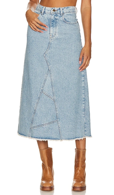 Shop Spell Eve Denim Skirt In Sun Washed Blue