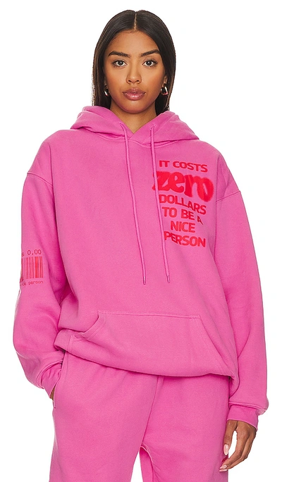 The Mayfair Group It Costs Zero Graphic Hoodie In Pink
