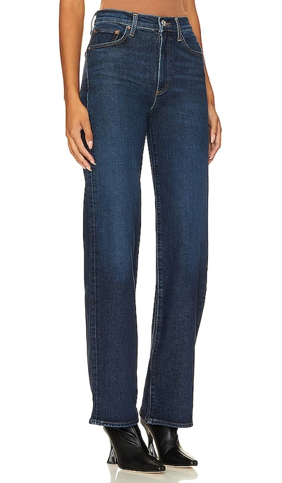Agolde Wide-leg Denim Trousers With Metal Buttons In Formation
