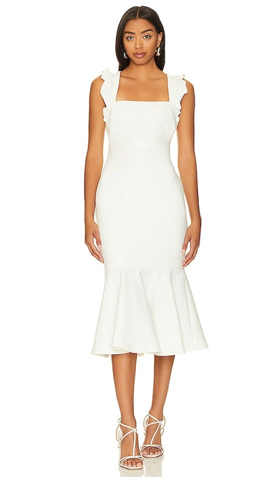 Likely Hara Ruffle Strap Midi Dress In White
