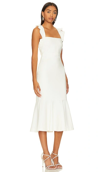 Likely Hara Ruffle Strap Midi Dress In White
