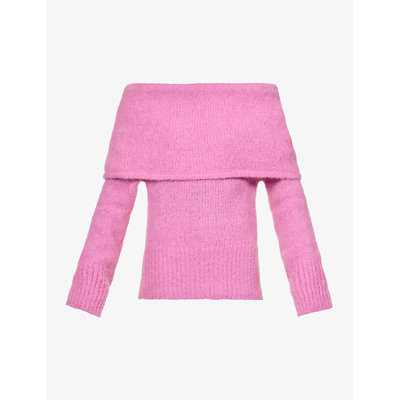 Shop Saks Potts Women's Fuchsia Pink Skylar Cowl-neck Mohair And Alpaca-blend Knitted Jumper