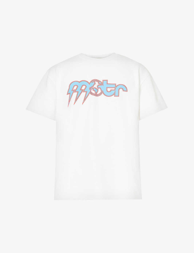Shop Members Of The Rage Men's White Logo Planet Brand-print Cotton-jersey T-shirt