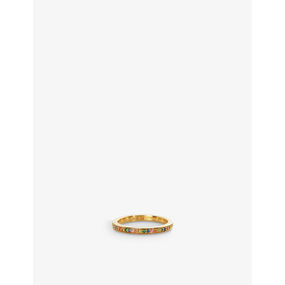 Monica Vinader Womens Yellow Gold Skinny Gem-set 18ct Gold-plated Vermeil Sterling-silver Eternity R In Gold