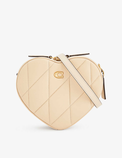 Coach Heart Quilted-pattern Leather Shoulder Bag In B4/ivory