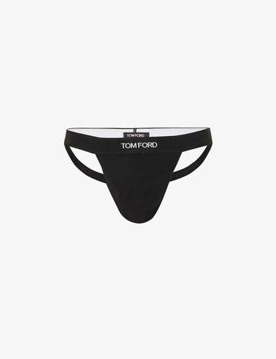 Tom Ford Waistband Stretch Sheer Fabric Briefs In Black