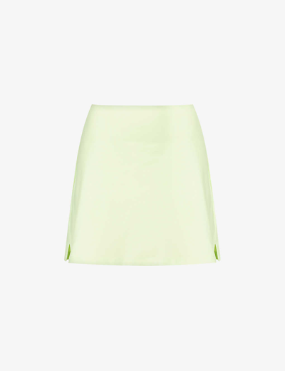 Shop Girlfriend Collective Women's Green Tea High-rise A-line Stretch-recycled-polyester Mini Skort