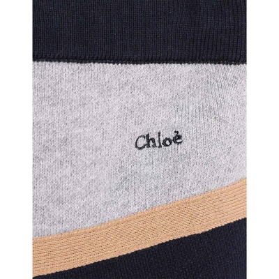 Shop Chloé Chloe Girls Navy Kids Stripe Logo-embroidered Organic Cotton-blend Jogging Bottoms 8-14 Years
