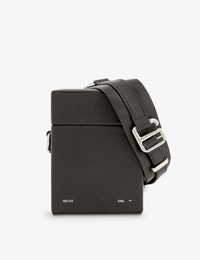 Shop Heliot Emil Black Carabiner-buckle Leather Cross-body Bag