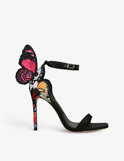 Shop Sophia Webster Womens Black/comb Chiara Butterfly-embellished Suede Heeled Sandals