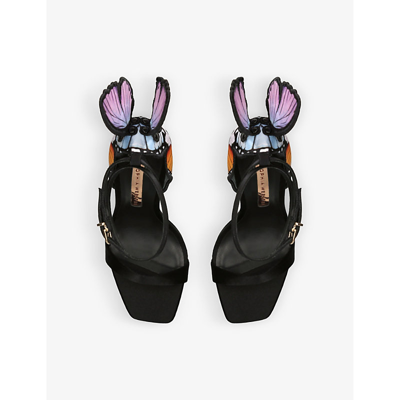 Shop Sophia Webster Womens Black/comb Chiara Butterfly-embellished Suede Heeled Sandals