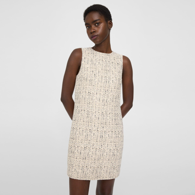 Shop Theory Shift Dress In Cotton-blend Tweed In Ivory Multi