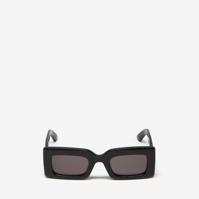 Shop Alexander Mcqueen Bold Rectangular Sunglasses In Black/smoke