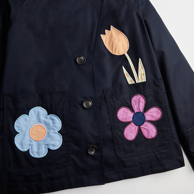 Coach Upcrafted Garden Applique Jacket In Raven Blue Multi