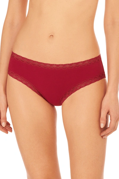 Shop Natori Bliss Girl Comfortable Brief Panty Underwear With Lace Trim In Pomegranate