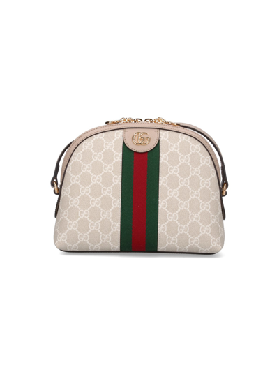 Shop Gucci "ophidia" Small Shoulder Bag In Cream