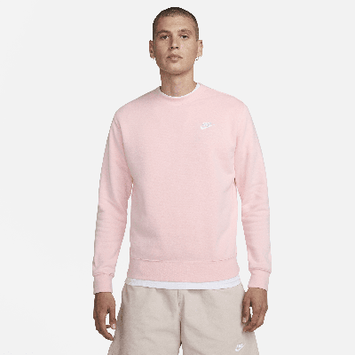 Shop Nike Men's  Sportswear Club Fleece Crew In Pink