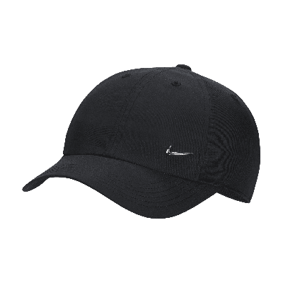 Shop Nike Dri-fit Club Kids' Unstructured Metal Swoosh Cap In Black