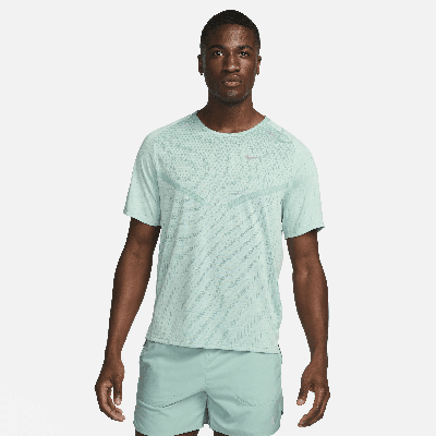 Shop Nike Men's Techknit Dri-fit Adv Short-sleeve Running Top In Green
