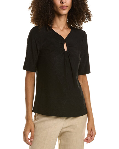 Shop Anne Klein Shirred T-shirt In Black