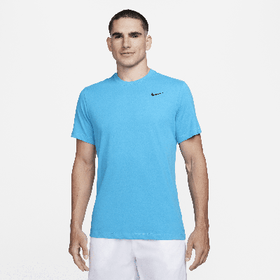 Shop Nike Men's Dri-fit Fitness T-shirt In Blue