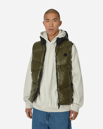 Moncler Logo Patch Detail Tago Vest In Olive Green ModeSens