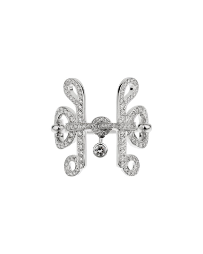Pre-owned Heritage Hermes Hermes 18k 0.72 Ct. Tw. Diamond Filet Dor Cocktail Ring (authentic ) In Metallic